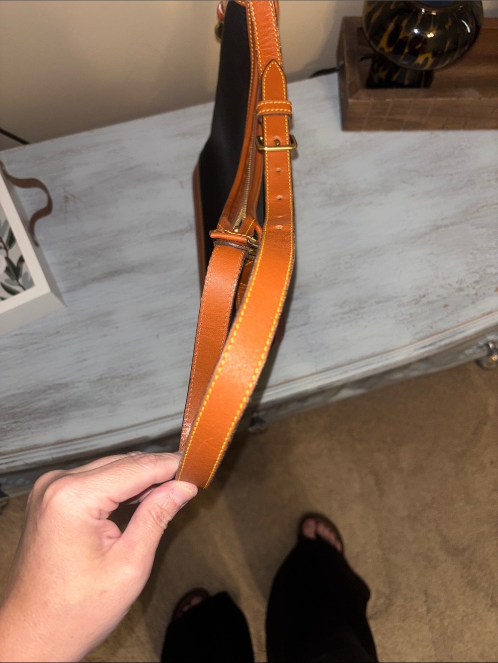 Dooney & Bourke Black and Brown Pebbled Leather Shoulder Bag - Picture 7 of 7